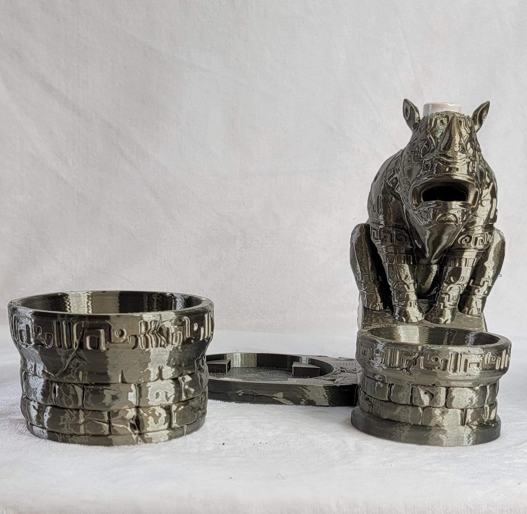 Ancient Rhino Backflow Burner for incense with planter