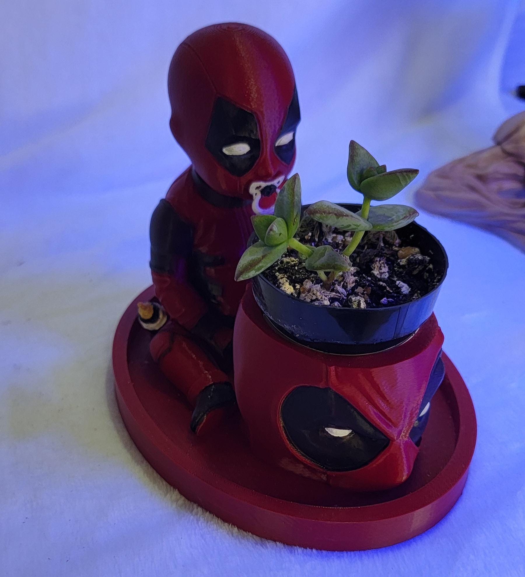 Baby Deadpool Planter  Hand-Painted Succulent or Houseplant Pot