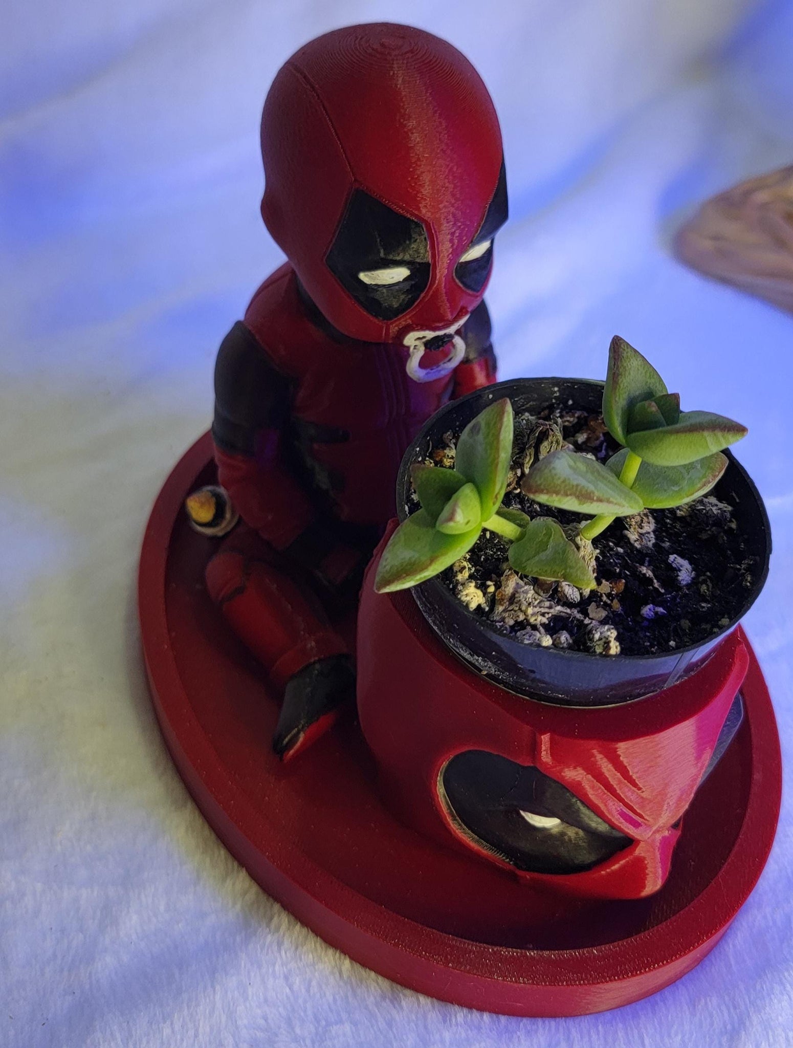 Baby Deadpool Planter  Hand-Painted Succulent or Houseplant Pot