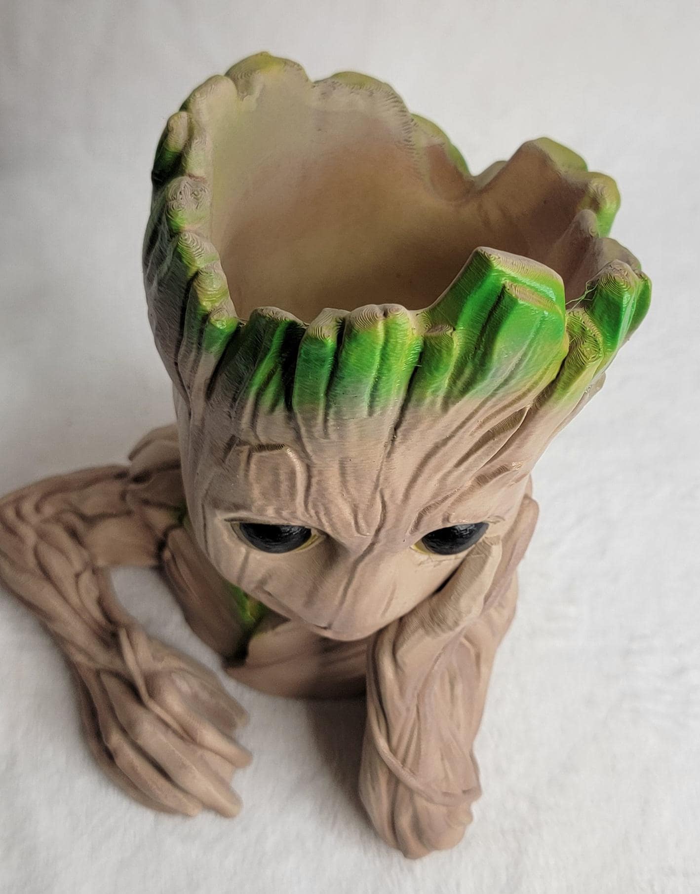 Large Handpainted Baby Groot  Desktop Paint brush, Marker, Pen, and Pencil holder.